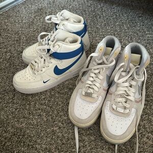 Nike High-Top Sneakers in Cream and Blue